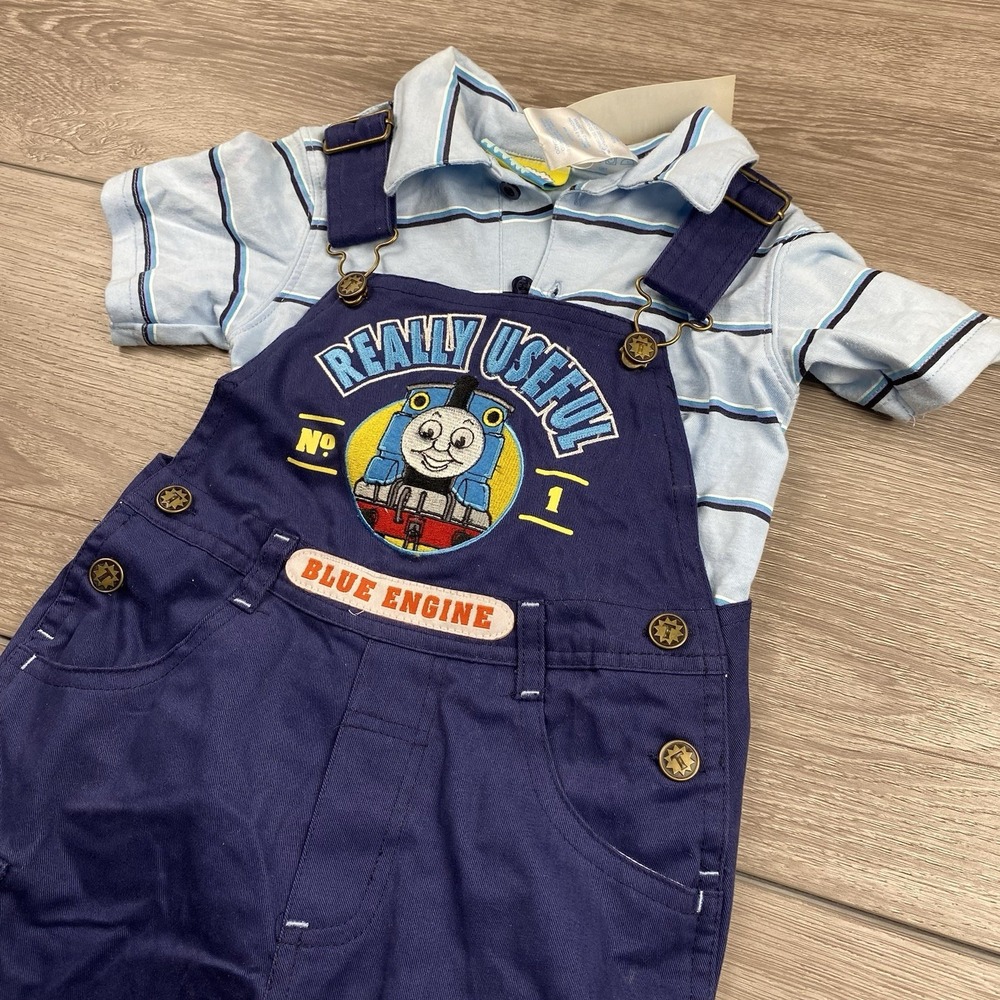 Thomas The Tank Toddler Blue Engine 2 Pc Shirt & Overalls Set Size 2T New *read*